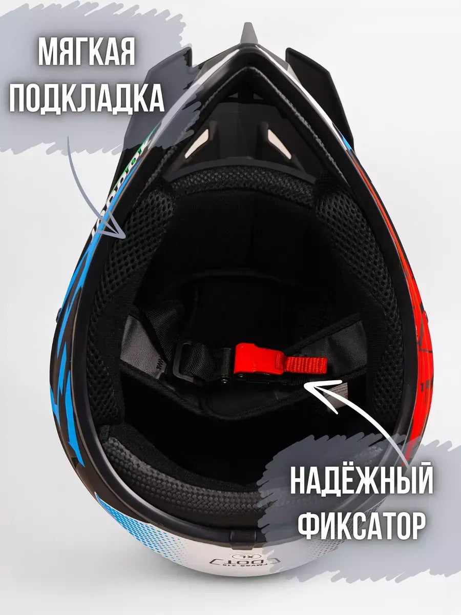 Off-Road Helmet Dot Certified Atv Helmet Cycling Mountain Bike Kart Helmet Three-Piece Set Motorcycle
