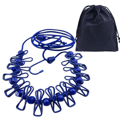 Creative Outdoor Elastic Windproof Clothesline with Positioning Buckle Korean Style Clothesline with Windproof Clip 12 Clips