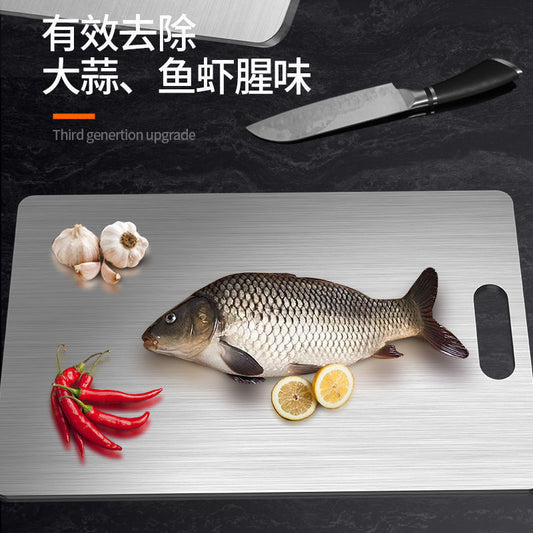 Thickened Double-Sided 304 Stainless Steel Cutting Board, Large Cutting Board, Antibacterial and Mildew-Proof Household Vegetable and Fruit Cutting Board by PDG ibma