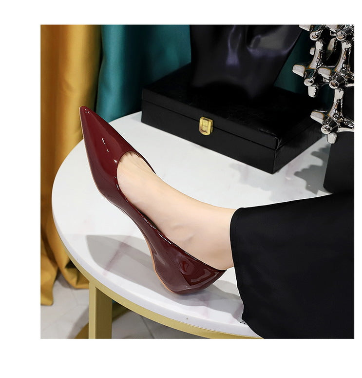 Patent Leather Women Flats Lady Sexy Evening Party Slip On Flat Shoes Women Sharp Pointed Low Heel Shoes Leisure Female Shoes