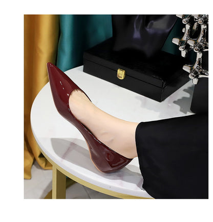Patent Leather Women Flats Lady Sexy Evening Party Slip On Flat Shoes Women Sharp Pointed Low Heel Shoes Leisure Female Shoes