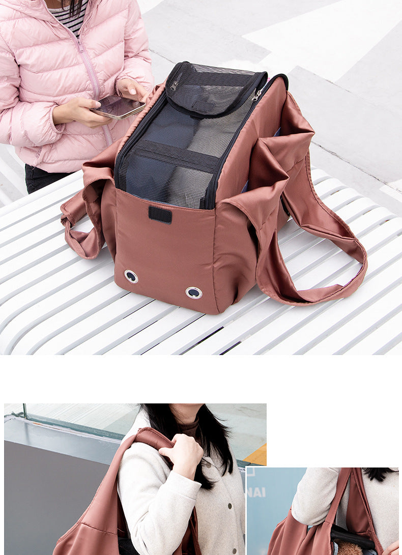 Cat Bag Outgoing Portable Pet Bag Large Capacity Breathable Cat Backpack with Dog One-Shoulder Handbag Soft