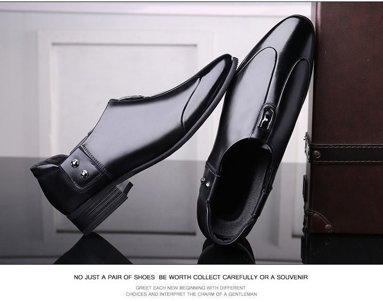 Men's Business Formal Wear Genuine Leather Black Patent Leather Shoes Men's Trendy Shoes for Work Spring and Autumn Korean Style British Pointed Toe Men's Shoes