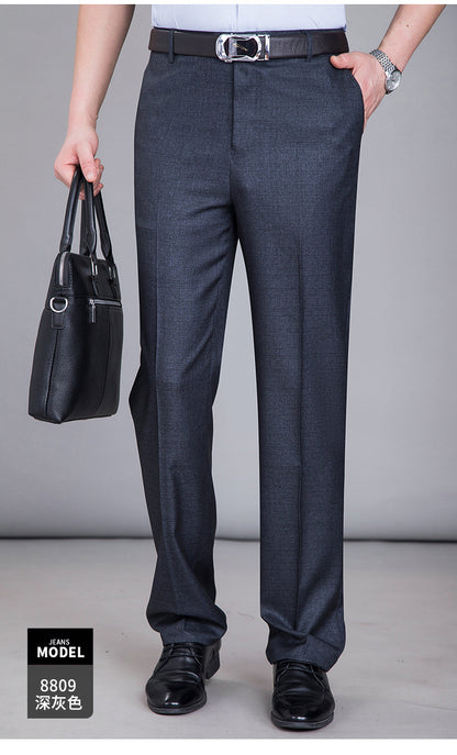 2025 New Summer Thin Mulberry Silk Middle-Aged Business Casual Straight Loose Wrinkle-Free Men's Pants