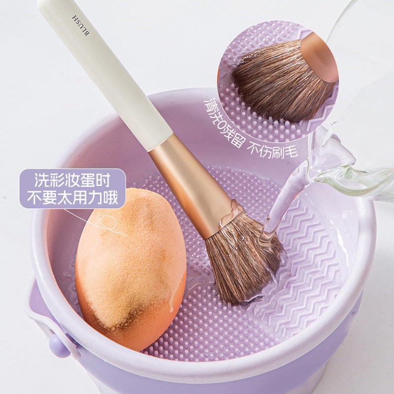 Makeup Brush Cleaning Bowl Cleaning Box Silicone Beauty Egg Cleaning Set Scrubbing Bowl Storage Rack Drying Tool Set
