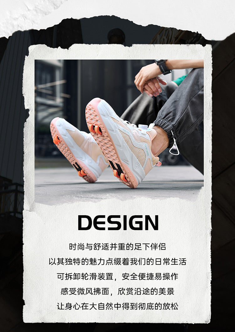 Students heelloo shoes four-wheel children's wheel skates men and women automatic version shoes with wheels in stock wholesale