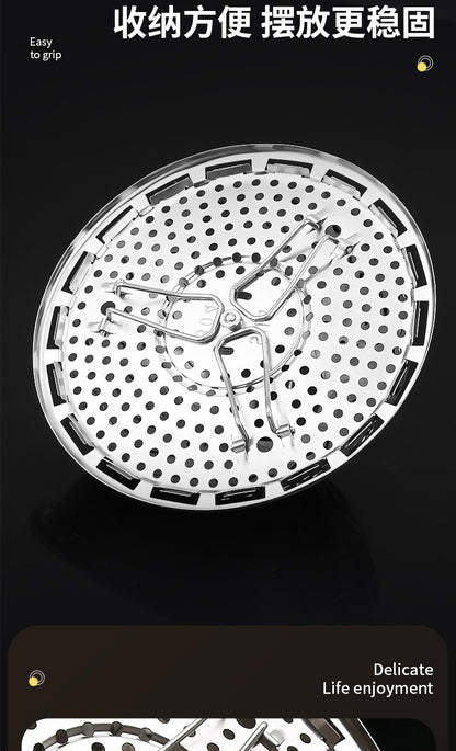 304 stainless steel retractable steamer household small steamer bag water-proof steamer multi-functional folding draining steamer wholesale