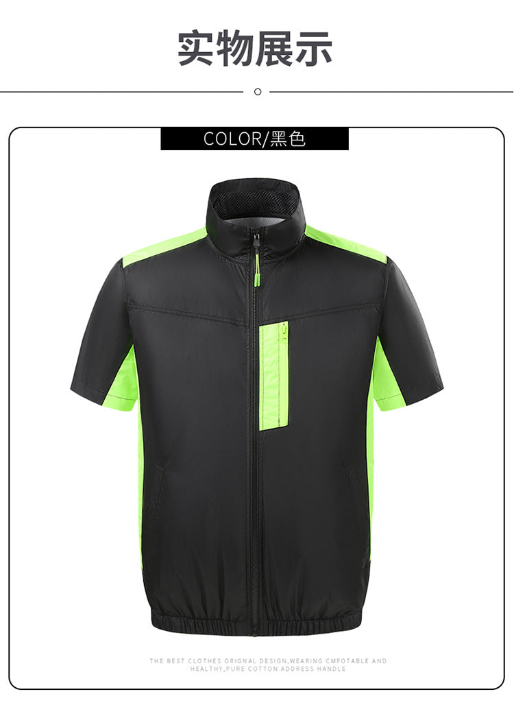 Summer new short-sleeved heatstroke prevention and cooling with fan air conditioning clothing men's work charging refrigeration welder cooling overalls