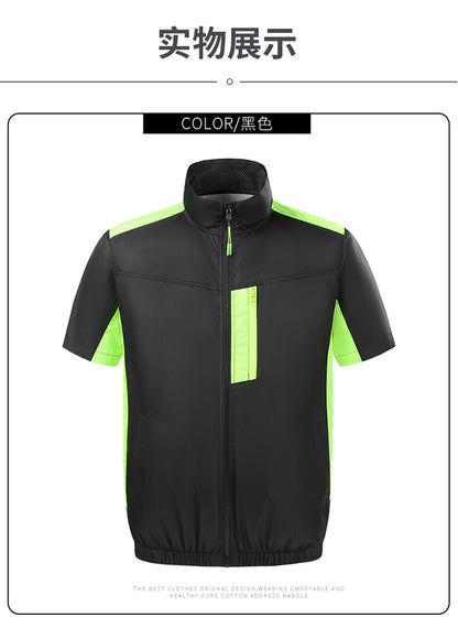 Summer new short-sleeved heatstroke prevention and cooling with fan air conditioning clothing men's work charging refrigeration welder cooling overalls