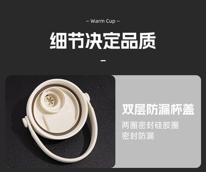 Cross-border high-value 316 stainless steel thermos cup large-capacity double-drink ceramic liner car cup portable handle cup