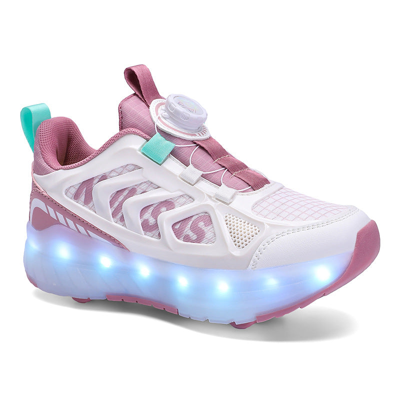 Cross-Border Children's Four-Wheel Roller Shoes, Boys' Light-Up Shoes, Detachable Girls' Student Sports Shoes, Children's Roller Skating Shoes