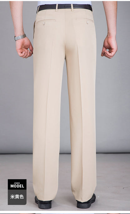2025 New Summer Thin Mulberry Silk Middle-Aged Business Casual Straight Loose Wrinkle-Free Men's Pants