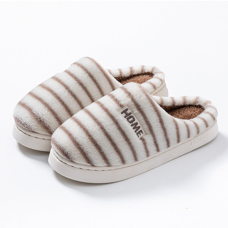 Cotton Slippers for Women in Autumn and Winter Indoor Home Non-Slip Thick-Soled Couple Style Plush Warm and Comfortable Home Cotton Slippers for Men