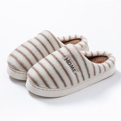 Cotton Slippers for Women in Autumn and Winter Indoor Home Non-Slip Thick-Soled Couple Style Plush Warm and Comfortable Home Cotton Slippers for Men