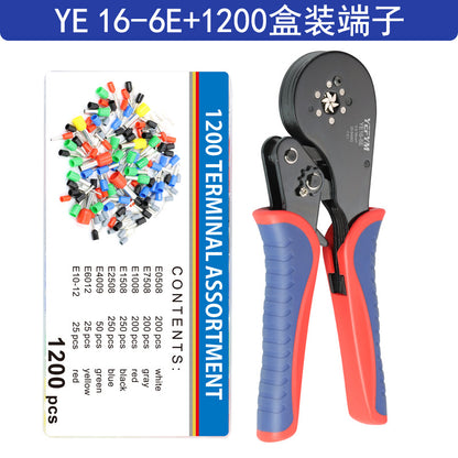 Tube type needle type terminal crimping pliers crimping pliers manual wiring pliers mini electrician ratchet tool suit YEFYM