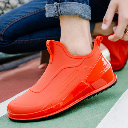 Cross-border Explosions Fashion Rain Boots Men's Non-slip Rubber Shoes Thick Sole Wear-resistant Outer Wear Rain Boots Non-slip Kitchen Water Shoes Men
