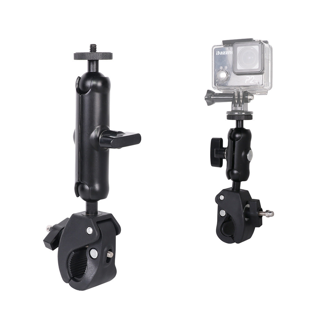 Action Camera Handlebar Bracket, Cycling Navigation Double-Head Clamp Bracket, Universal Ball Head Motorcycle Mobile Phone Holder