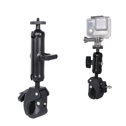 Action Camera Handlebar Bracket, Cycling Navigation Double-Head Clamp Bracket, Universal Ball Head Motorcycle Mobile Phone Holder
