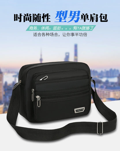 New Men's Coin Purse Casual Large Capacity Chest Bag Multi-layer Large Capacity Shoulder Bag Simple Solid Color Crossbody Bag