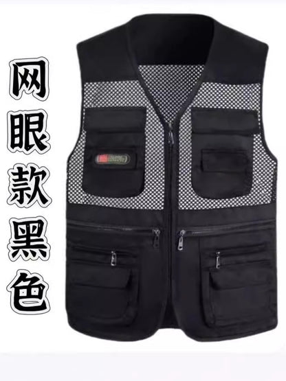 Cross-Border Outdoor Multi-Pocket Vest Men's Fishing Vest Photography Middle-Aged Men's Tops Work Clothes Middle-Aged and Elderly Dad Wear