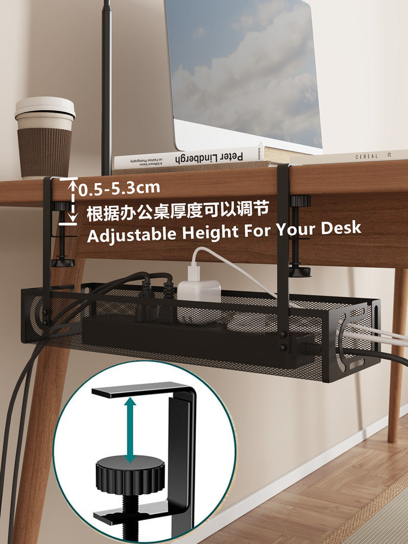Cross-border desk under cable and wire management tray rack under counter finishing rack row storage rack socket organizer