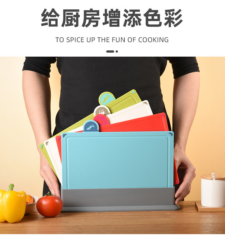 Kitchen Classification Cutting Board Creative Baby Food Supplement Wheat Straw Cutting Board Pp Plastic Creative Four-Piece Set Classification Cutting Board