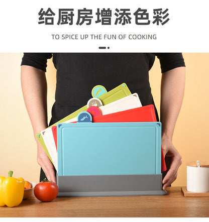 Kitchen Classification Cutting Board Creative Baby Food Supplement Wheat Straw Cutting Board Pp Plastic Creative Four-Piece Set Classification Cutting Board