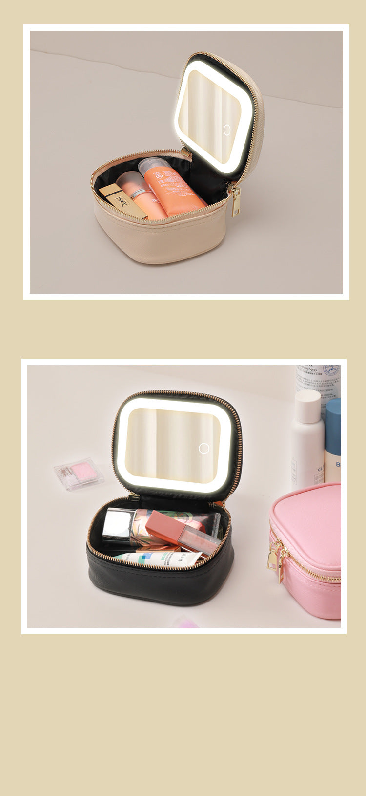 Cosmetic Bag with LED Light Portable small size Cosmetic Case Travel Cosmetic Storage Box