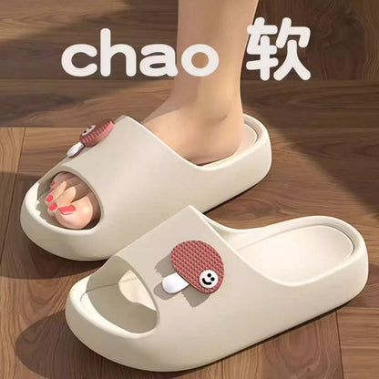 Thick-Soled Slippers for Women 2025 Summer New Style Indoor Home Bathing Non-Slip Household Slippers for Outer Wear with a Sense of Stepping on Shit