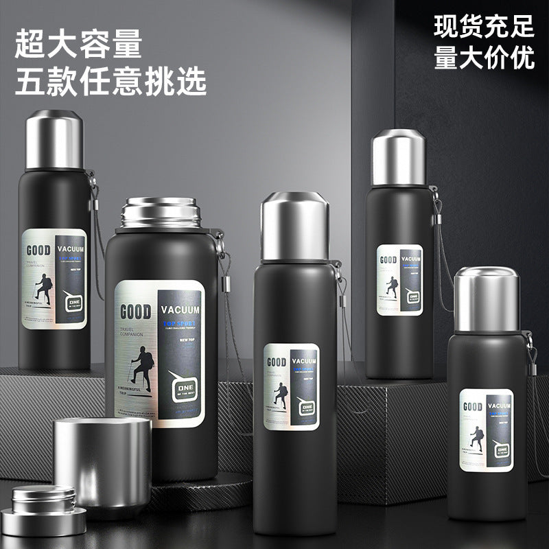 Large Capacity 316 Stainless Steel All-Steel Pot Men's Outdoor Travel Mountaineering Portable Thermos Cup Wholesale Cross-Border