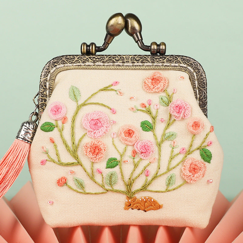 cross-border good embroidery diy manual self-embroidery beginner material bag antique suzhou embroidery gold bag embroidery ribbon embroidery