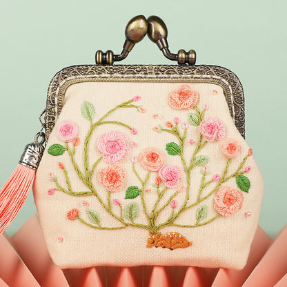 cross-border good embroidery diy manual self-embroidery beginner material bag antique suzhou embroidery gold bag embroidery ribbon embroidery