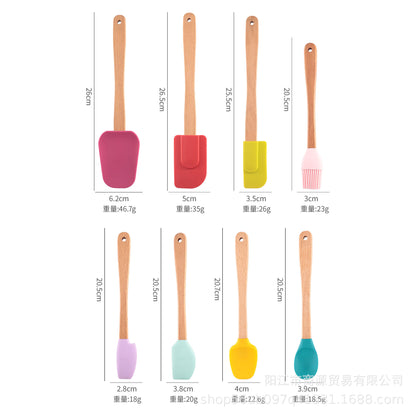 Silicone Large Scraper Special Wooden Handle Baking Silicone Kitchen Tool Cake Homemade Handmade Dessert