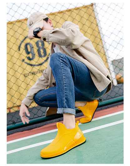 Cross-border Explosions Fashion Rain Boots Men's Non-slip Rubber Shoes Thick Sole Wear-resistant Outer Wear Rain Boots Non-slip Kitchen Water Shoes Men