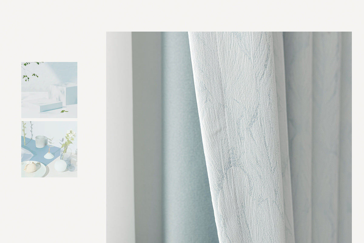 Cream Style Jacquard Curtain for Bedroom Premium Chenille Shading Living Room Bedroom French Light Luxury Shaoxing Curtain