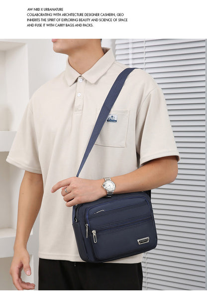 New Men's Coin Purse Casual Large Capacity Chest Bag Multi-layer Large Capacity Shoulder Bag Simple Solid Color Crossbody Bag