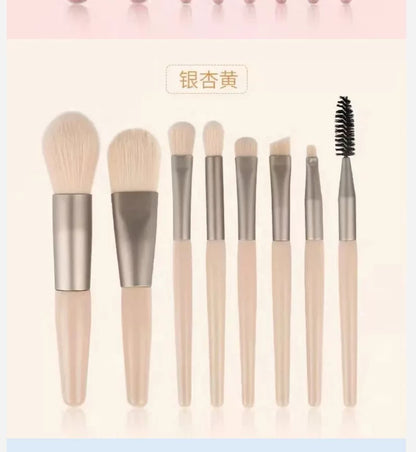 Morandi 8-Piece Beginner Makeup Brush Set Beauty Tools Portable Brushes for Beginners Eyeshadow Brush Loose Powder Setting Brush