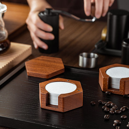 Round Italian Coffee Extraction Filter Paper Storage Sabri Wood Solid Wood Storage Base 58/53/51mm Universal