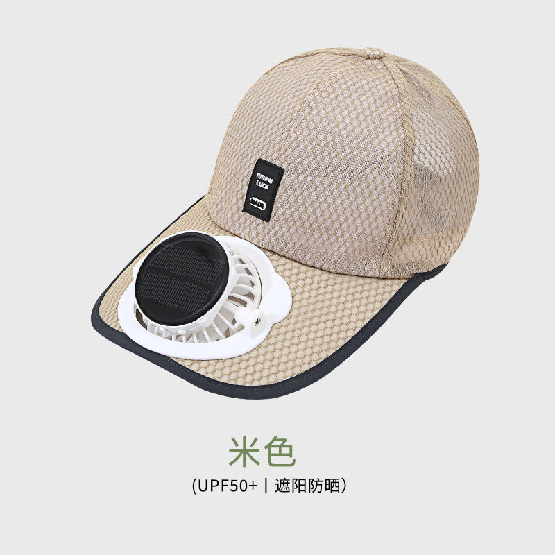 Adult summer solar charging with fan hat men and women breathable mesh sun protection outdoor sun-proof peaked cap