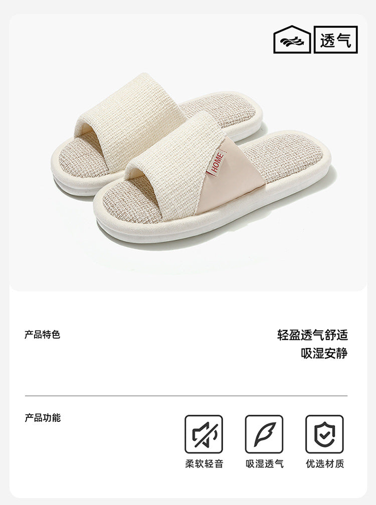 Linen Slippers for Men 2025 New Summer Indoor Home Soft-Soled Non-Slip Breathable Deodorant Cotton and Linen Slippers for Men