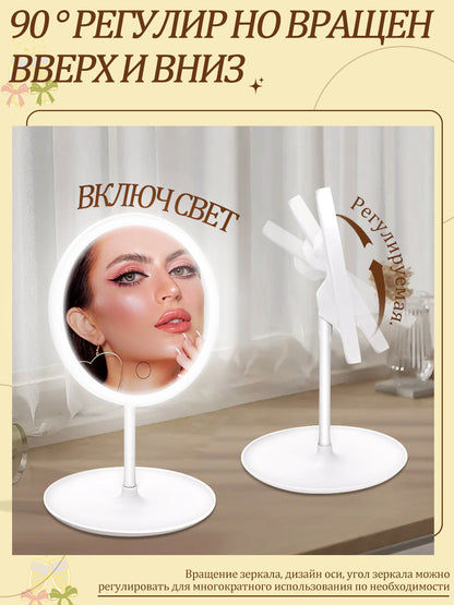 Cross-Border Led Mirror Travel Makeup Bag, Makeup Mirror, Cosmetics Portable Large-Capacity Makeup Case, Hand-Held Beauty Bag
