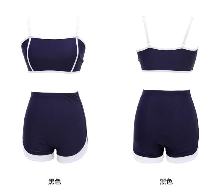 One-Piece Drop-Shipping Japanese and Korean Style Long-Sleeve Swimwear for Women, Two-Piece Conservative Sun-Protective Sports Swimsuit, Fresh Style for Students, Wholesale Swimwear