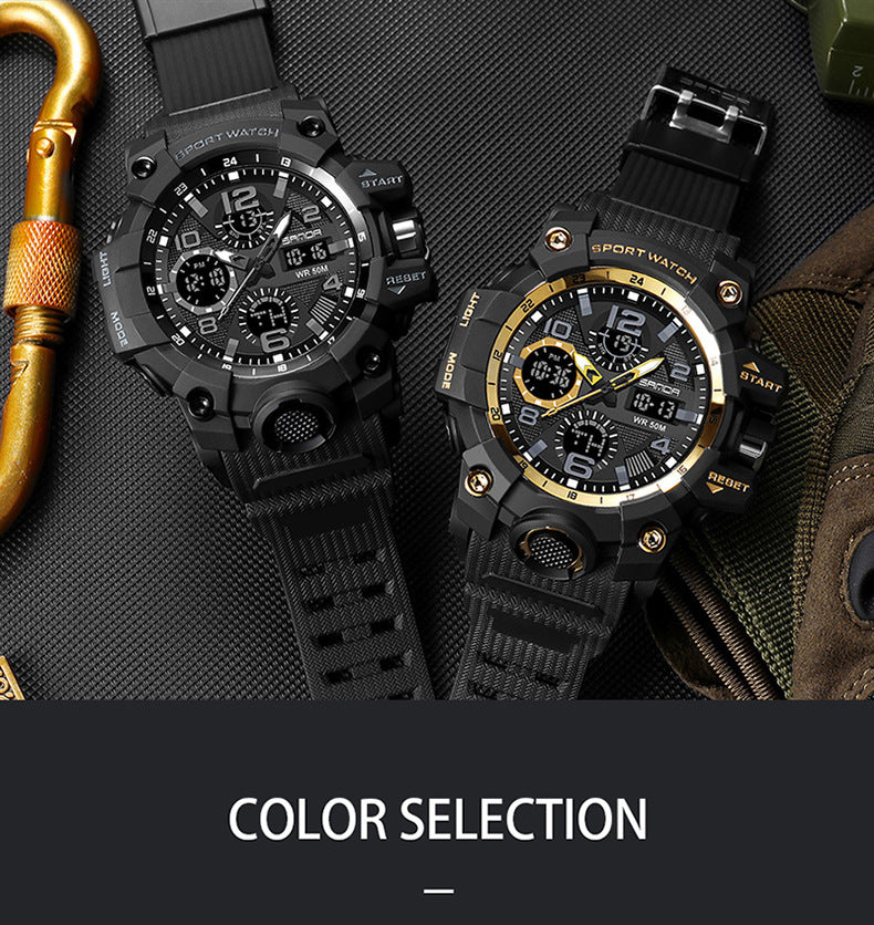 Sanda Hot-Selling Watch Korean Version Student Party Multi-Functional Waterproof Alarm Clock Electronic Watch Cool Dual Display Luminous Sports Watch by PDG ibma