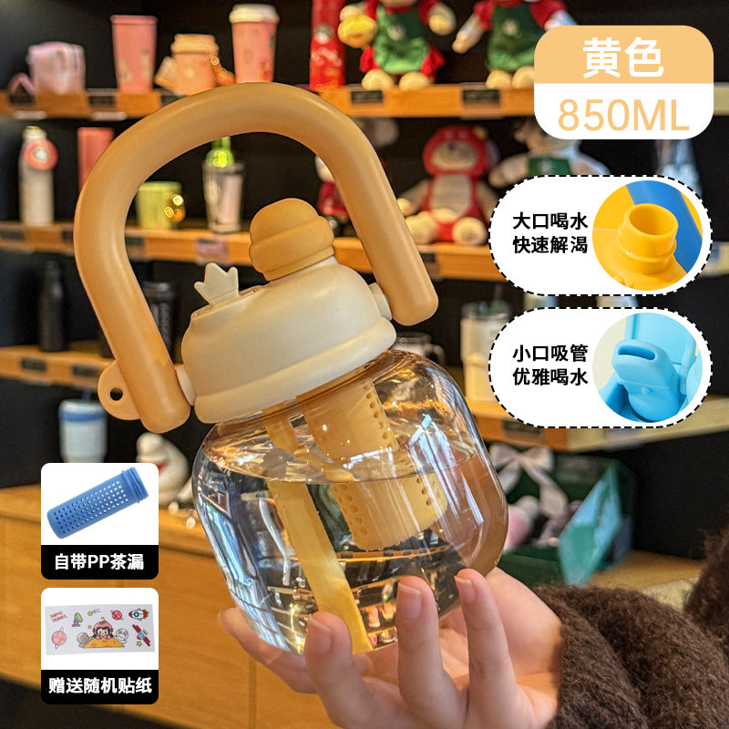 Wholesale Large-Capacity Plastic Straw Cups for Summer, Suitable for Men and Women, with a High Aesthetic Appeal, Portable Outdoor Sports Water Bottles for Children