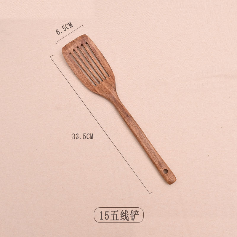 Paint-free Wax-free Wooden Cooking Spoon Shovel suit Kitchenware Long Handle Non-stick Pan Stir-frying Shovel Wooden Acacia Soup Spoon