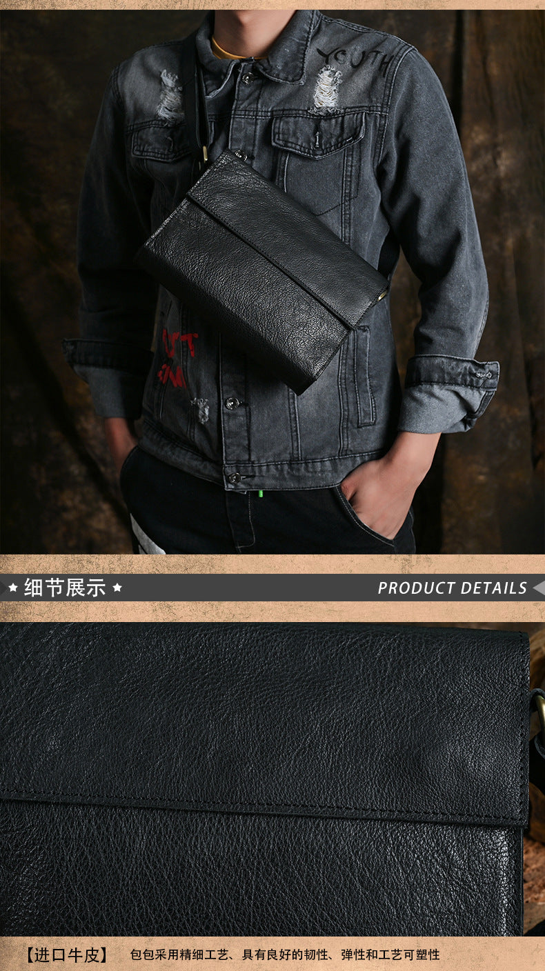 Ancient Trendy Guest Genuine Leather Men's Bag Single Shoulder Crossbody Bag Handmade Cowhide Backpack Simple Small Bag Crazy Horse Leather Men's Bag