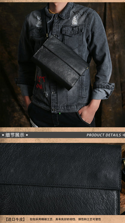 Ancient Trendy Guest Genuine Leather Men's Bag Single Shoulder Crossbody Bag Handmade Cowhide Backpack Simple Small Bag Crazy Horse Leather Men's Bag