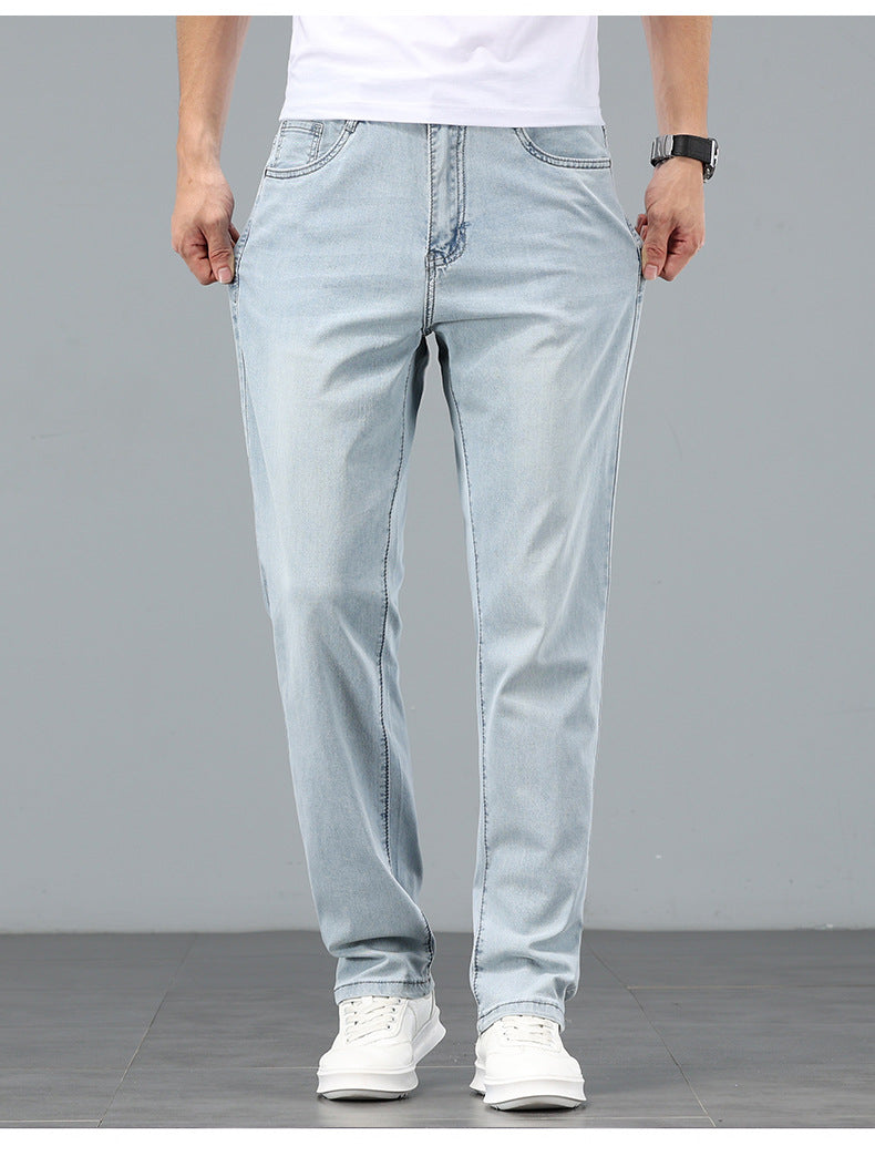 Lyocell Tencel Jeans Men's Straight-Leg Loose 2025 New Men's Pants Summer Thin Ice Silk Ultra-Thin Pants
