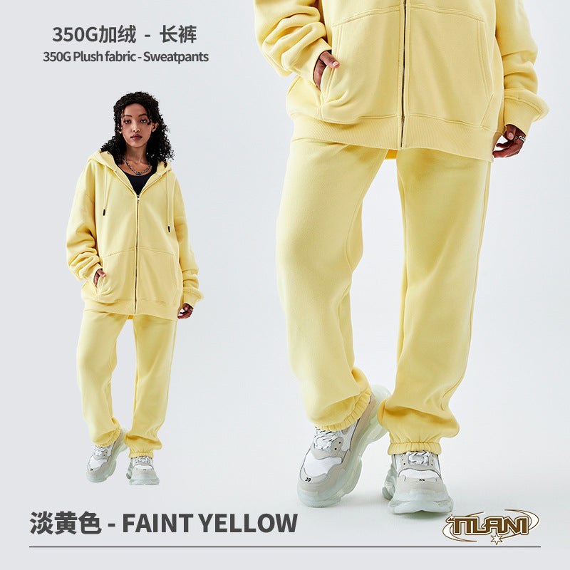 Tilani Men's Sweatshirt Cross-Border Casual Sports Suit Fashionable Pure Color Sweatshirt for Men and Women Simple Zipper Hoodie
