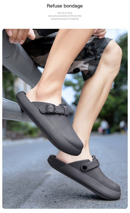 2025 Men's Closed-Toe Sandals Large Size Outdoor Non-Slip Thick-Soled Clogs Women's Half-Slip Couple's Same Style